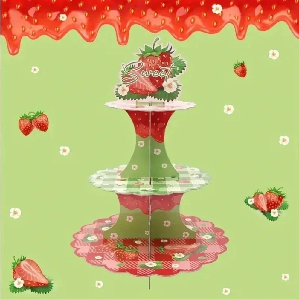 Three Tier Strawberry Cupcake/Goodies Stand